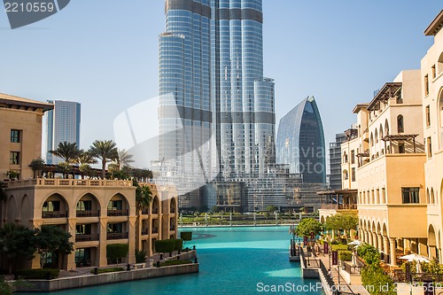 Image of View on Burj Khalifa, Dubai, UAE, at night