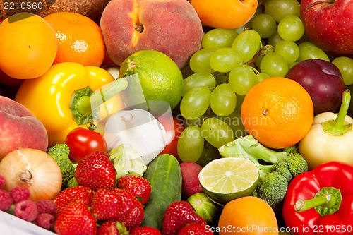 Image of Huge group of fresh vegetables and fruits