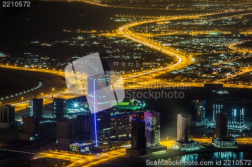 Image of Dubai downtown. East, United Arab Emirates architecture