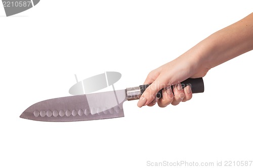 Image of Hand is holding a kitchen kinfe isolated