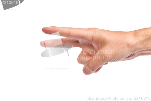 Image of Hand gesture number four closeup isolated on white