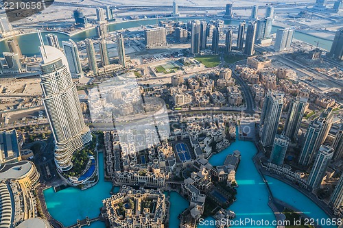 Image of Dubai downtown. East, United Arab Emirates architecture. Aerial 