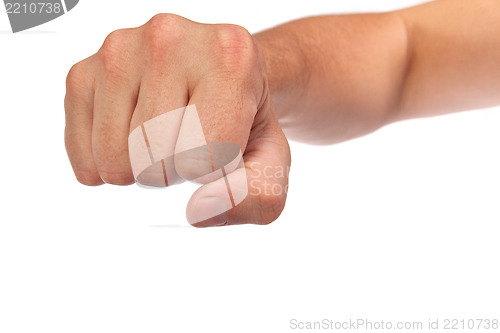 Image of Males hand with a clenched fist isolated