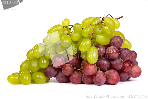 Image of Bunch of White and Red Grapes laying isolated