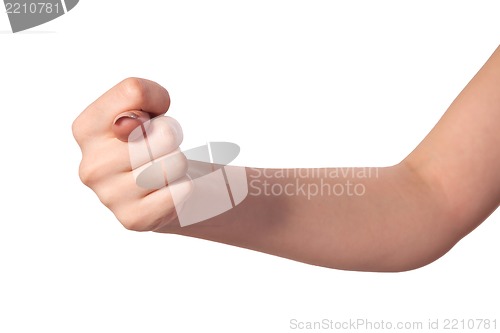 Image of Hand is showing a fig sign isolated on white