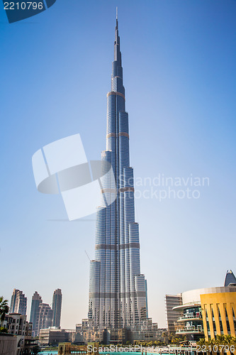 Image of View on Burj Khalifa, Dubai, UAE, at night