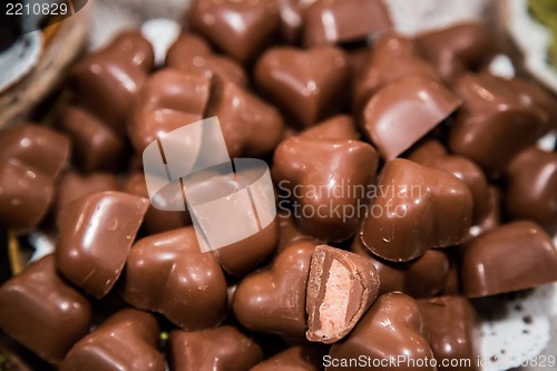 Image of the sweet chocolate hearts background