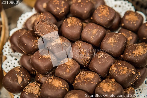 Image of Many different chocolate candy closeup