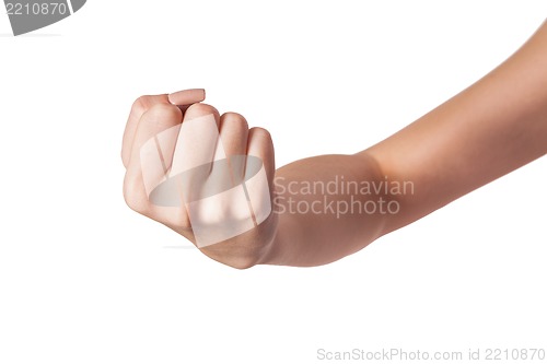 Image of Female hand with a clenched fist isolated