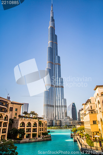 Image of View on Burj Khalifa, Dubai, UAE, at night