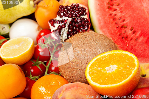 Image of Huge group of fresh vegetables and fruits