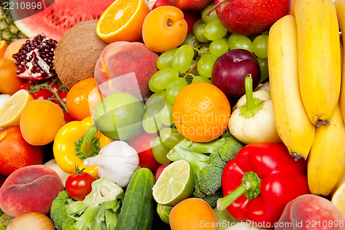 Image of Huge group of fresh vegetables and fruits