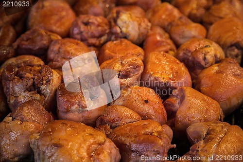 Image of Steak and other meat on barbeque. Background