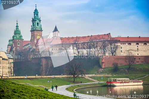 Image of Wawel Castle and Wistula . Krakow Poland.