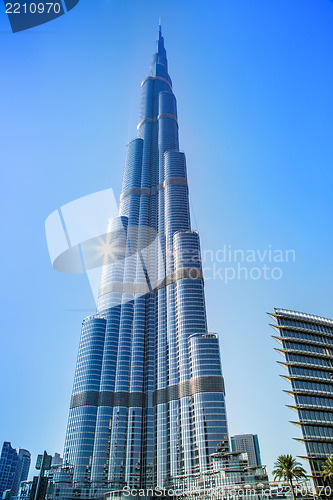 Image of View on Burj Khalifa, Dubai, UAE, at night