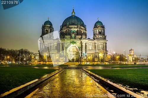 Image of the Berliner Dom in the night in Berlin Germany