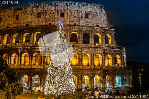 Image of Coliseum of Rome, Italy on christmas