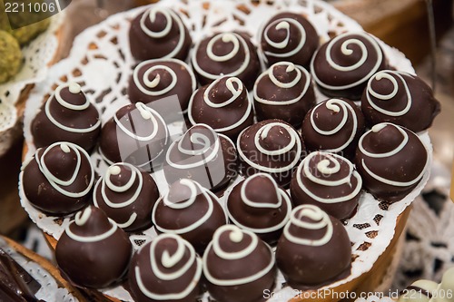 Image of Many different chocolate candy closeup