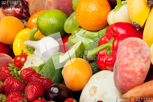 Image of Huge group of fresh vegetables and fruits