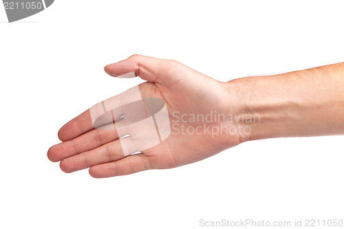 Image of Hand a man person who is  willing to make a deal isolated on whi