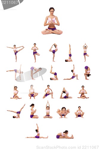 Image of Practicing Yoga set. Young woman