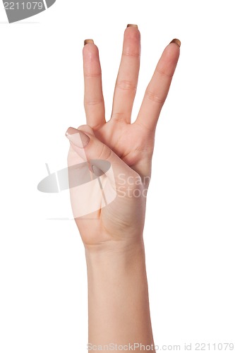 Image of Three fingers being held in the air by a male hand