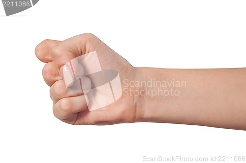 Image of Female hand with a clenched fist isolated