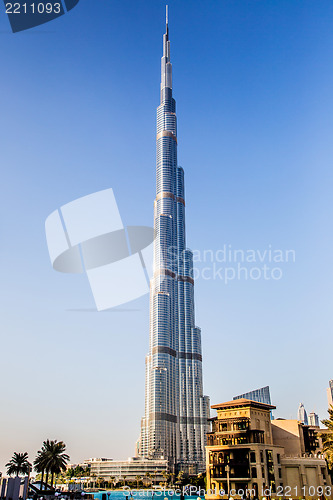 Image of View on Burj Khalifa, Dubai, UAE, at night