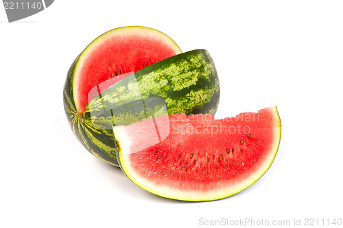 Image of Fresh, ripe, juicy watermelon. Shot on White