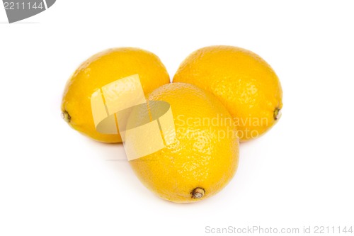 Image of Fresh lemons on white background