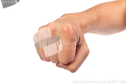 Image of Males hand with a clenched fist isolated