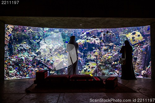 Image of Huge aquarium in a hotel Atlantis in Dubai on the Palm islands