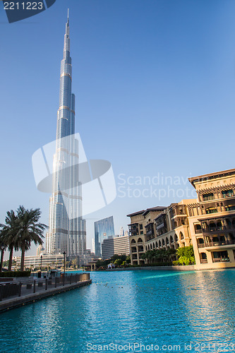 Image of View on Burj Khalifa, Dubai, UAE, at night