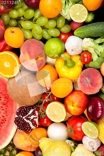 Image of Huge group of fresh vegetables and fruits