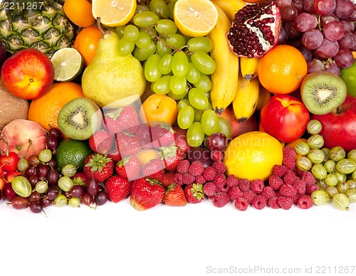 Image of Huge group of fresh fruits isolated on a white background.