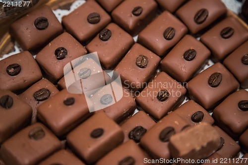 Image of Many different chocolate candy closeup