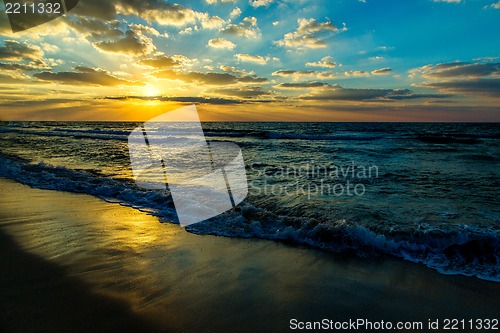 Image of Dubai sea and beach, beautiful sunset at the beach