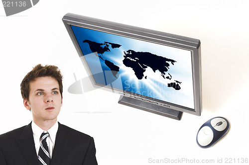 Image of businessman and flat screen