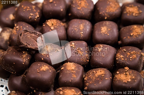 Image of Many different chocolate candy closeup