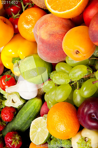 Image of Huge group of fresh vegetables and fruits