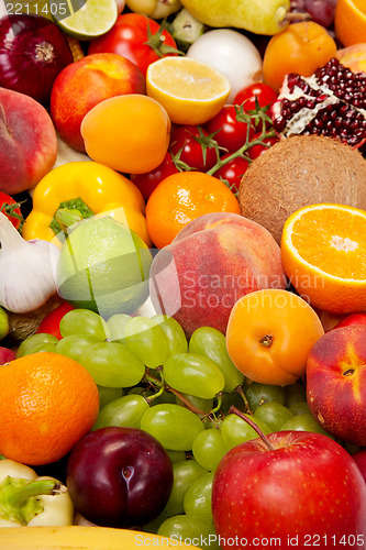Image of Huge group of fresh vegetables and fruits