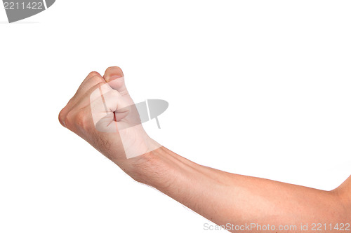 Image of Males hand with a clenched fist isolated