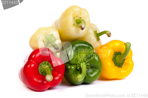 Image of Group of seet bell peppers isolated on white
