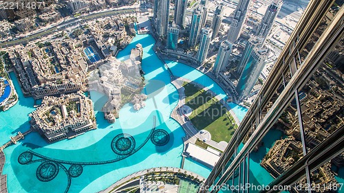 Image of Dubai downtown. East, United Arab Emirates architecture