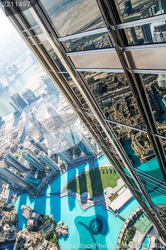 Image of Dubai downtown. East, United Arab Emirates architecture