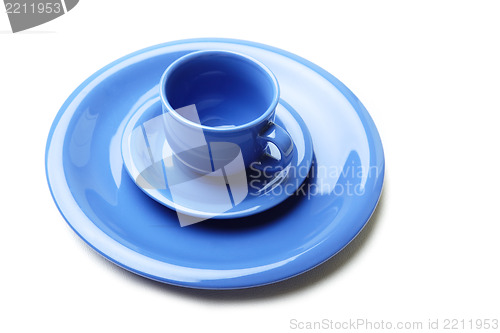 Image of Blue plates and teacup