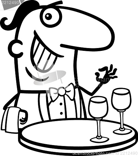 Image of waiter in restaurant cartoon illustration