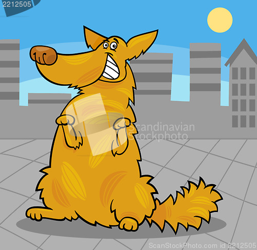 Image of happy yellow shaggy standing dog