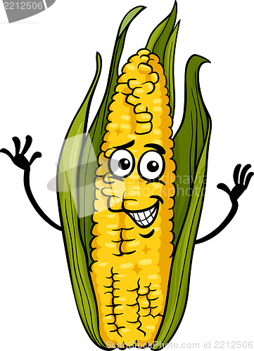 Image of funny corn on the cob cartoon illustration