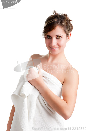 Image of Woman With Towel Around Her Body